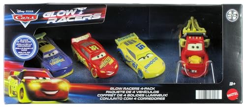 Disney Cars Glow Racers 4-Pack Lightning McQueen, Mater, Cruz Ramirez, & Vinyl Toupee #76 Will Rusch - Image 1