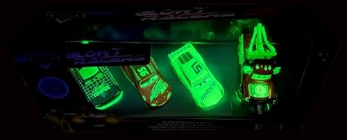 Disney Cars Glow Racers 4-Pack Lightning McQueen, Mater, Cruz Ramirez, & Vinyl Toupee #76 Will Rusch - Image 4