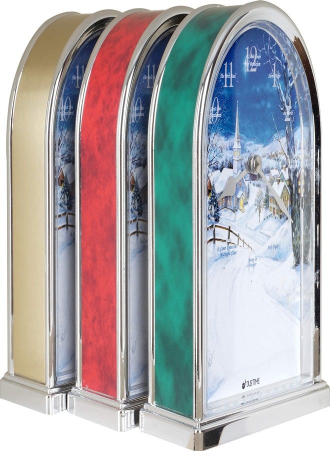 JUSTIME Luminous Polaris Silent Night 12 Song of Carols of Christmas Table Clock Christmas Decorating Multicolor Unique Gift Selection (Red Marble Chrome) - Image 5