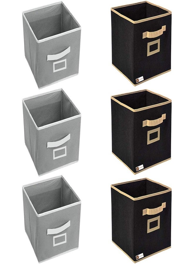 UNICRAFTS Storage Box Organizer for Clothes (Pack of 6 – 3 Grey & 3 Black) – Foldable Fabric Closet & Wardrobe Organizer | Multipurpose Storage Cubes for Clothes, Toys & Home Organization - Image 1