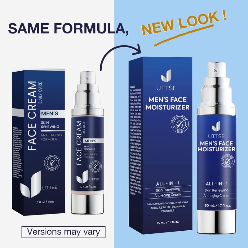 Uttse 6-in-1 Face Cream for Men: Anti Aging & Wrinkle Cream for Men with Collagen, Hyaluronic Acid, Vitamins E & B, Shea Butter - Dark Spots Remover & Eye Bags Treatment - 1.7 oz. - Image 2