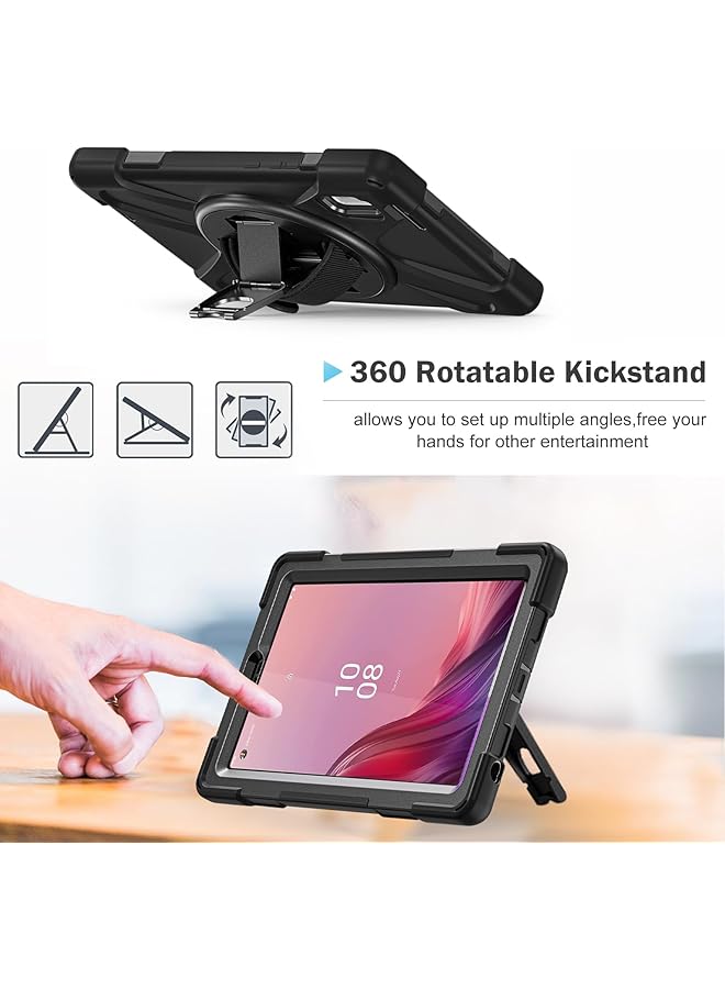 Procases For Lenovo Tab M9 Case 9 Inch 2023 Heavy Duty Shockproof Rugged Protective Cover Rotating Kickstand With Handle Holder Shoulder Strap For Lenovo Tb-310Fu Tablet –Black - Image 3