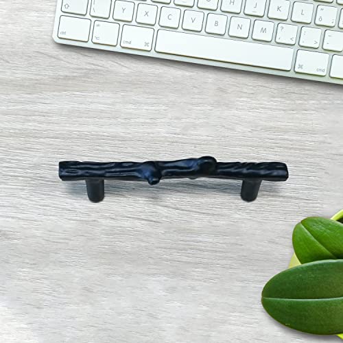 AuRiver 6 pcs Tree Branch Cabinet Handles Twig Branch Cabinet Handles 3inch Hole Center Dresser Handles Modern Alloy Drawer Pulls (Black) - Image 3