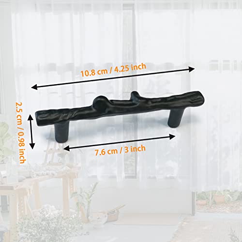 AuRiver 6 pcs Tree Branch Cabinet Handles Twig Branch Cabinet Handles 3inch Hole Center Dresser Handles Modern Alloy Drawer Pulls (Black) - Image 2