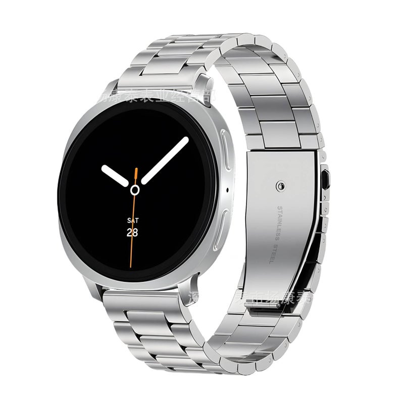 Black Stainless Steel Link Smartwatch Band Compatible with Samsung Galaxy Watch 8 with Adjustable Fit Replacement Strap for Daily Wear - Image 3