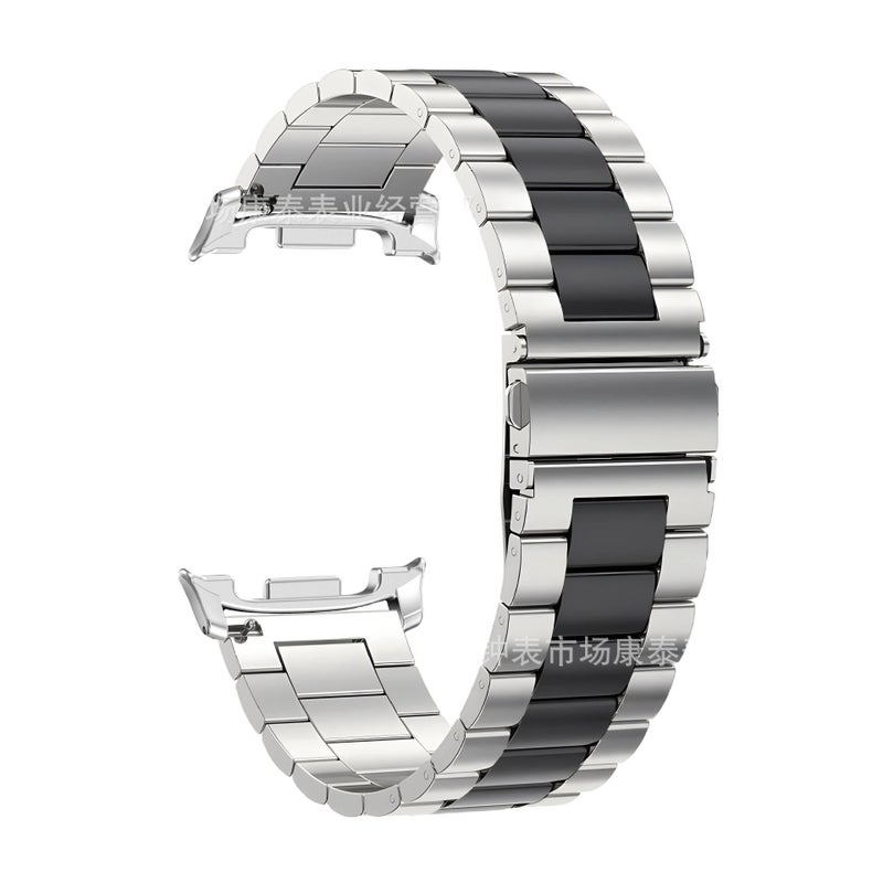 Black Stainless Steel Link Smartwatch Band Compatible with Samsung Galaxy Watch 8 with Adjustable Fit Replacement Strap for Daily Wear - Image 4