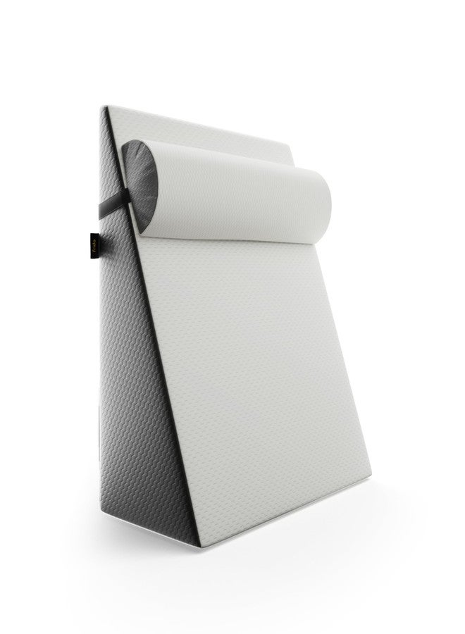 فريدو وسادة فريدو إسفينية لدعم الرقبة | وسادة رقبة متعددة الاستخدامات | أسطوانة من إسفنج الذاكرة مع حزام قابل للتعديل | تخفف الضغط على الرقبة والركبة وأسفل الظهر | متوافقة مع وسادة إسفينية بلس | غطاء قابل للغسل، أبيض ورمادي - Image 2