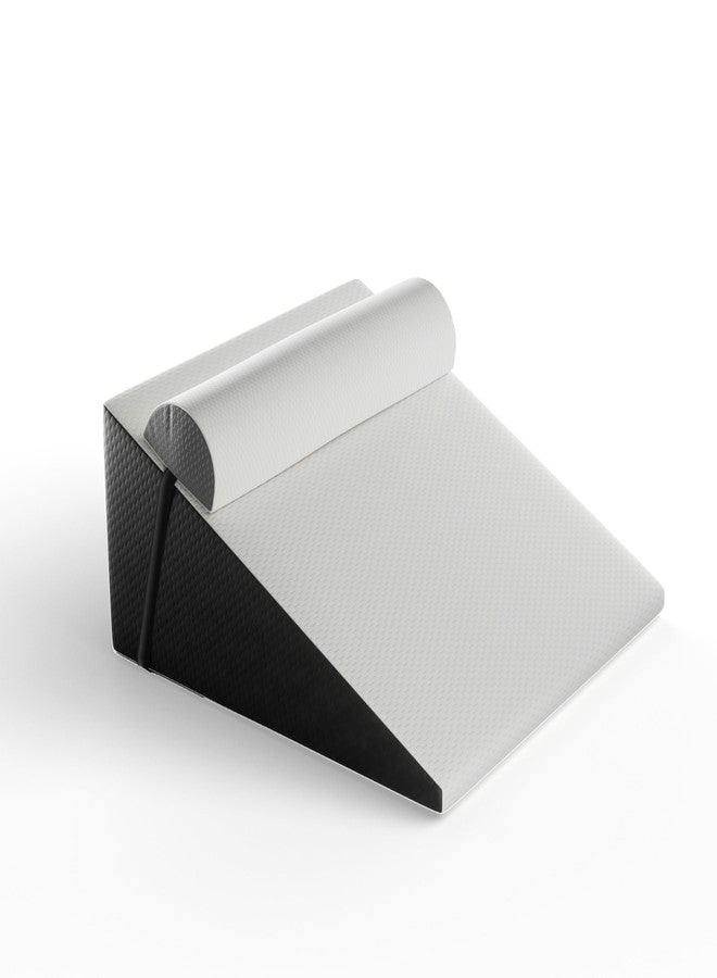 فريدو وسادة فريدو إسفينية لدعم الرقبة | وسادة رقبة متعددة الاستخدامات | أسطوانة من إسفنج الذاكرة مع حزام قابل للتعديل | تخفف الضغط على الرقبة والركبة وأسفل الظهر | متوافقة مع وسادة إسفينية بلس | غطاء قابل للغسل، أبيض ورمادي - Image 3