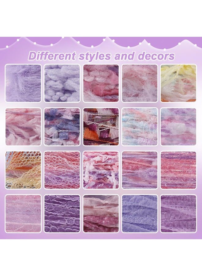 RACIOCK 20 Pcs of 2-Yard Original Art Yarns -Premium Cotton Art Yarn for Jewelry Making, Junk Magazines, Knitting, Crafts, Textile Decorative Yarns, Tassels, Card Making, Mixed Purple Vintage Style - Image 5
