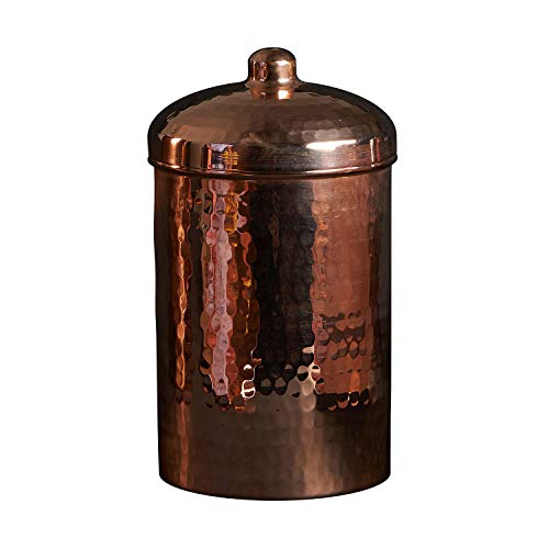 Sertodo Copper Kitchen Canisters Polished 1 Quart Capacity Elegant Functional Storage Hammer Polished for Shine Durability EcoFriendly Recycled Copper Timeless Elegance for Your Kitchen - Image 1