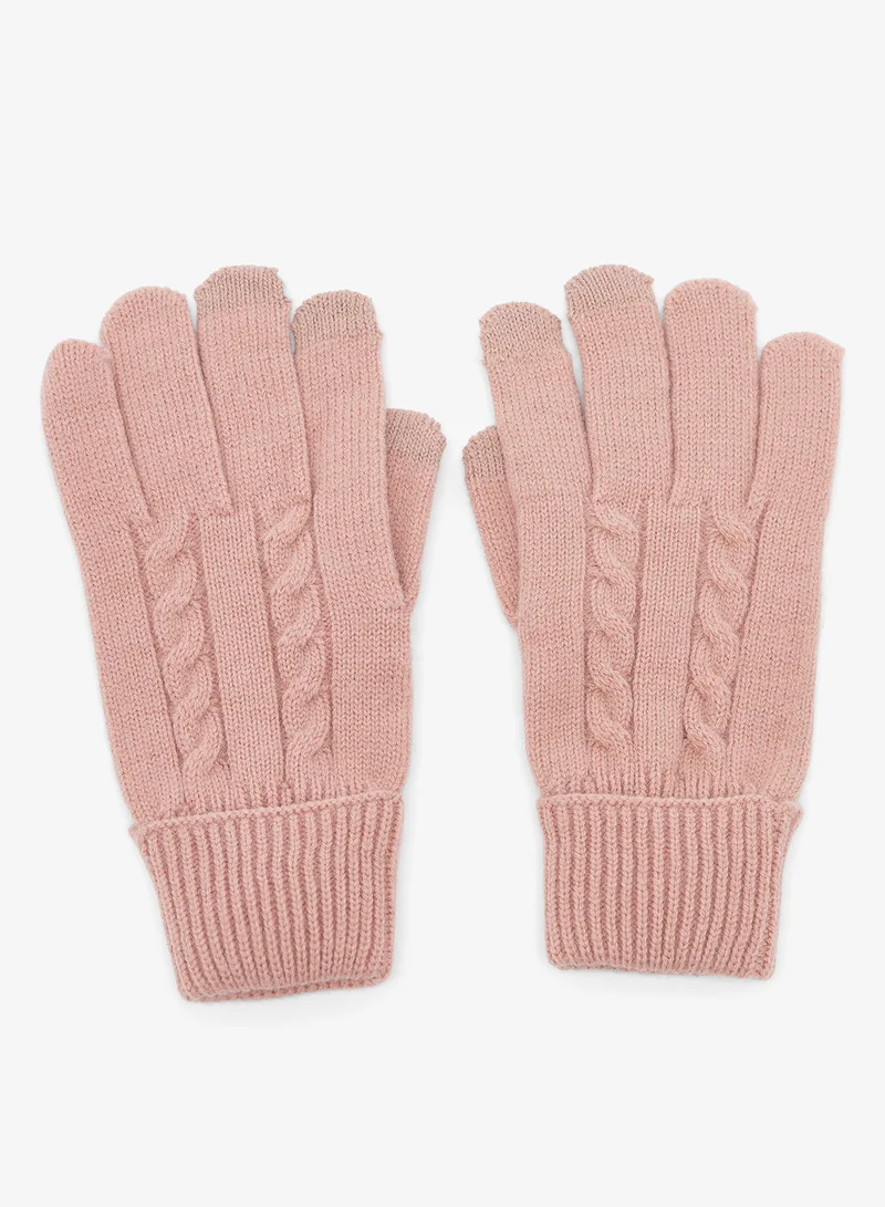 Ginger Textured Knitted Gloves