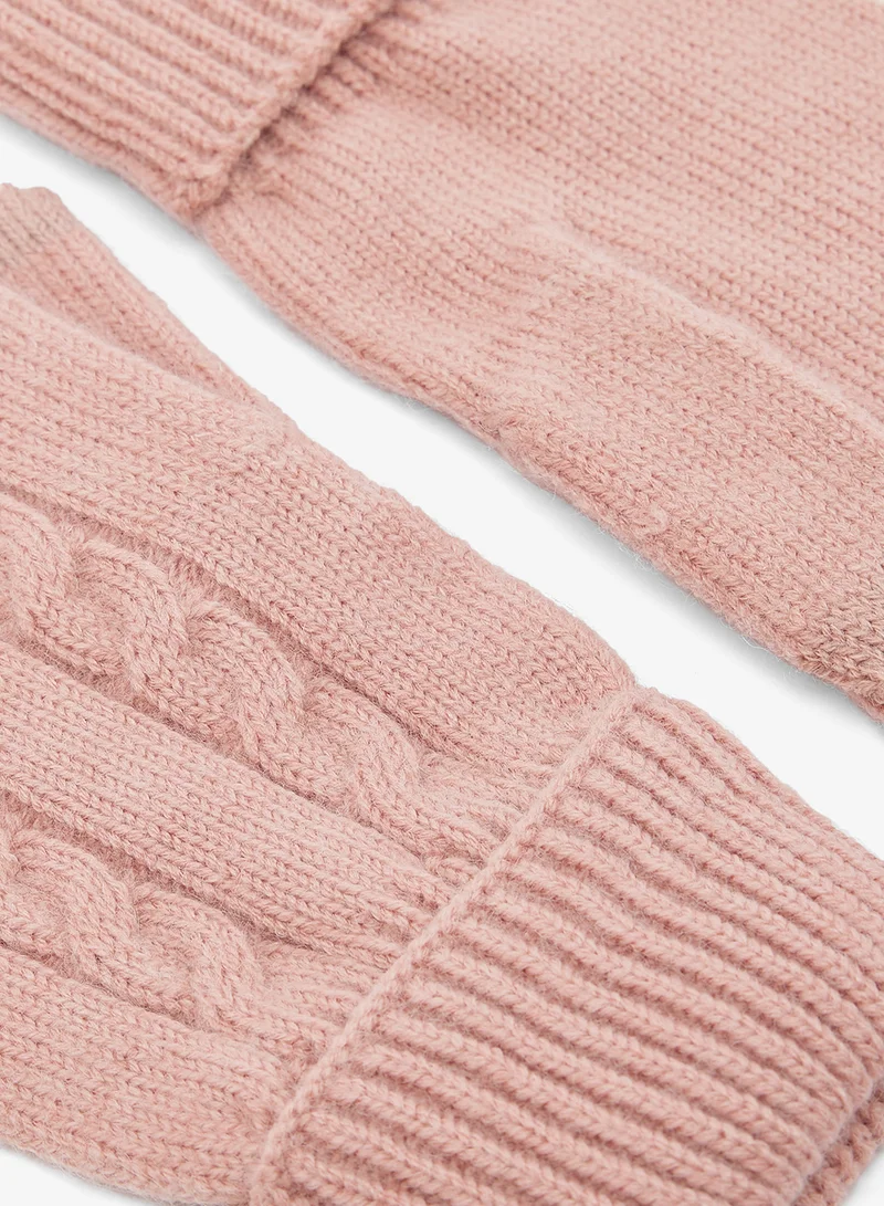 جينجر Textured Knitted Gloves