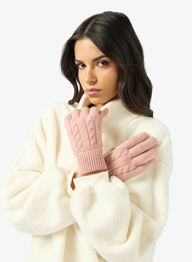Ginger Textured Knitted Gloves - Image 4