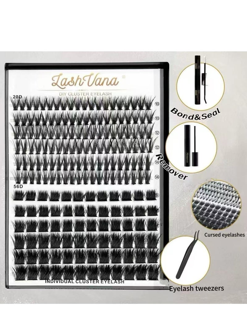 لاشفانا 192 قطعة من الرموش الصناعية، طرازان من مجموعة أدوات تمديد الرموش DIY، مجموعة رموش فردية مختلطة بطول 10-14 مم، رموش صناعية مع لاصق للرموش ومزيل لاصق للرموش، أداة وضع الرموش، مجموعة رموش فردية، فرشاة رموش، سهلة الاستخدام في المنزل. - Image 3