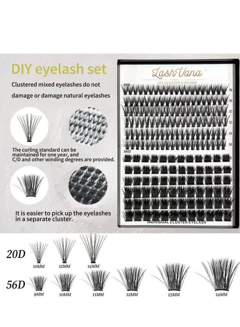 لاشفانا 192 قطعة من الرموش الصناعية، طرازان من مجموعة أدوات تمديد الرموش DIY، مجموعة رموش فردية مختلطة بطول 10-14 مم، رموش صناعية مع لاصق للرموش ومزيل لاصق للرموش، أداة وضع الرموش، مجموعة رموش فردية، فرشاة رموش، سهلة الاستخدام في المنزل. - Image 2