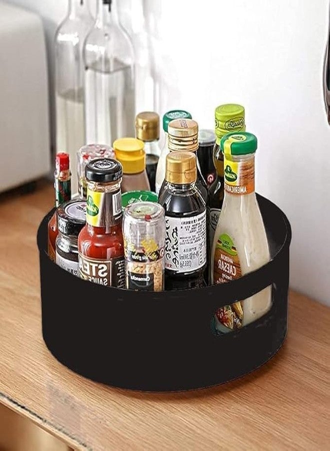 Qitzhaa prime 360° Rotating Organizer Tray Multi- Function Round Rotating Tray/Kitchen Organizer/Cosmetics Organize (Black) (Pack of 1) - Image 1