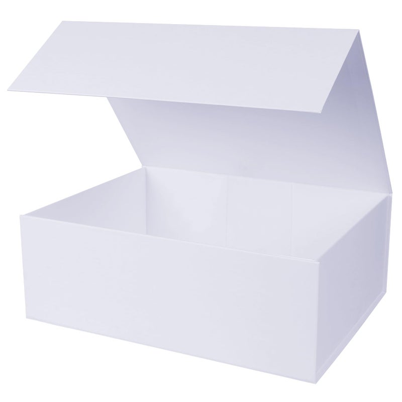 Aimyoo White Collapsible Gift Box with Magnetic Closure Lids 138x9x43 in Large Bridesmaid Groomsman Proposal Boxes Rectangle Present Box for Graduation Birthday Storage 1 Pack
