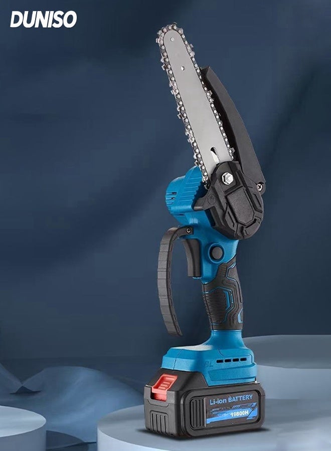 DUNISO 6-inch Mini Cordless Chainsaw，Portable Rechargeable Electric Pruning Saw with Storage Box，Battery Powered Electric Chainsaw with 1 Batteries and 1 Chains，for Wood Cutting, Branch Pruning, and Gardening - Image 1
