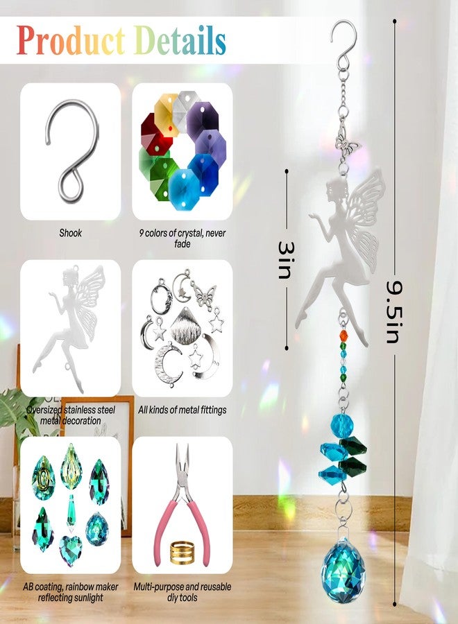 WASTROYAL Sun Catcher Kits for Adults, 10 Sets DIY Suncatcher Arts and craft kits for adults Prism Crystal Suncatchers Indoor Window Hanging Ornaments Decor for Home Gifts for Mother Wife Daughter (Fairy) - Image 4