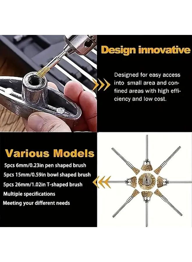 60PCS Mini Steel Wire Brush Set For Rust Removal Polishing Descaling And Cleaning - Image 3