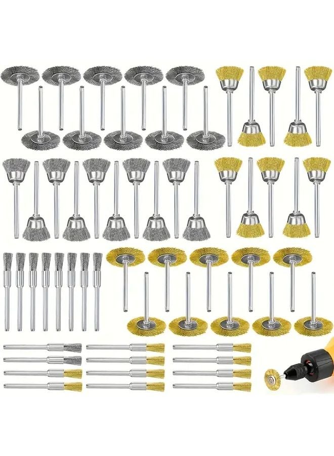 60PCS Mini Steel Wire Brush Set For Rust Removal Polishing Descaling And Cleaning - Image 1
