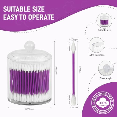 CGR 760pcs CGR Precision Cotton Swabs packed in Acrylic swab canister with Pointed and Flattened Tip, Cosmetic Makeup Applicator(160pcs in canister, 2x300pcs in bags) (760) - Image 3