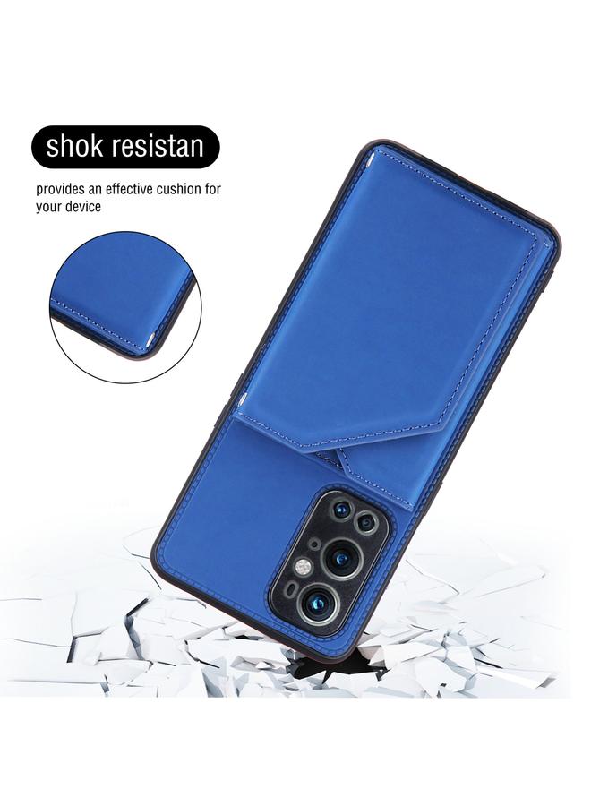 اس-توب جراب لهاتف OnePlus 9 Pro مصنوع من الجلد الملمس PU + TPU + PC، جراب خلفي مقاوم للصدمات مع فتحات للبطاقات وحامل وإطار للصور - Image 5