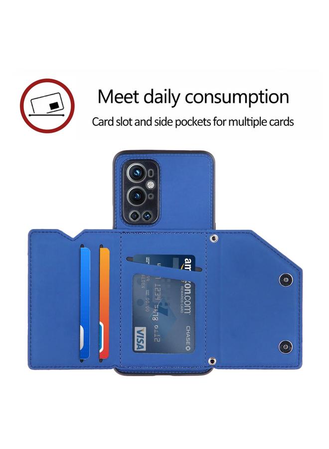 اس-توب جراب لهاتف OnePlus 9 Pro مصنوع من الجلد الملمس PU + TPU + PC، جراب خلفي مقاوم للصدمات مع فتحات للبطاقات وحامل وإطار للصور - Image 4