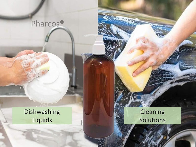 PHARCOS 500 ml Amber Pet Pump Bottle for DIY Cosmetic Sun Proof Oxidize Safe Use for Shampoos Conditioner Body Wash Multipurpose Use etc Amber White Pump Pack of 4 - Image 4
