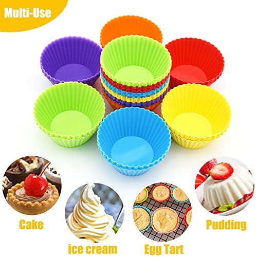 MODENGKONGJIAN Silicone Cupcake Baking Cups 24 Pack, Reusable & Non-stick Muffin Cupcake Liners Holders Set for Party Halloween Christmas, Easy Clean Pastry Muffin Molds（Pack of 24,Multicolor） - Image 3