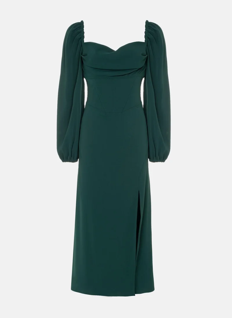 Lichi Corset-waist midi dress