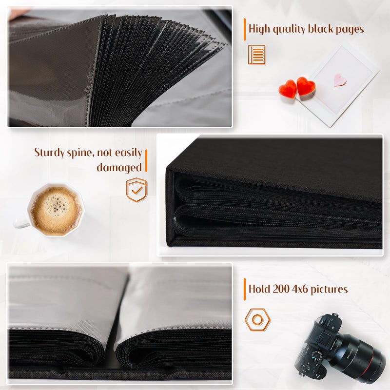 Popotop Photo Album 4x6 200 Pockets for Wedding Gifts Linen Hardcover Picture Albums for Family Anniversary Baby Vacation Pictures - Image 4