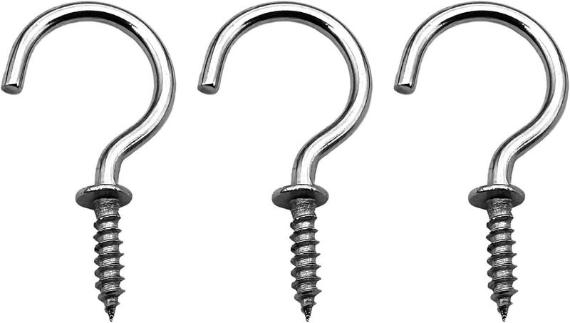 IDEALSV 30 Pcs (304) Stainless Steel Screw Ceiling Hooks 1 Inch Cup Hook Screw-in Light Hooks - Image 1
