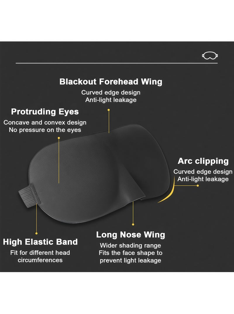قناع عين ثلاثي الأبعاد متقدم للنوم، قناع عين ثلاثي الأبعاد مثالي لحجب الضوء، قناع عين، رقعة عين للنساء والرجال والأطفال، ناعم للسفر والسيارة والنزهات والتخييم على الشاطئ - حركة عين حرة - تصميم مريح - نوم مريح - Image 2