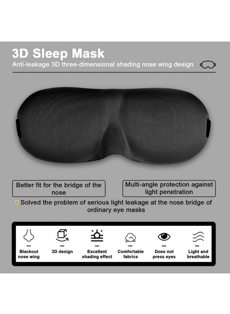 قناع عين ثلاثي الأبعاد متقدم للنوم، قناع عين ثلاثي الأبعاد مثالي لحجب الضوء، قناع عين، رقعة عين للنساء والرجال والأطفال، ناعم للسفر والسيارة والنزهات والتخييم على الشاطئ - حركة عين حرة - تصميم مريح - نوم مريح - Image 5