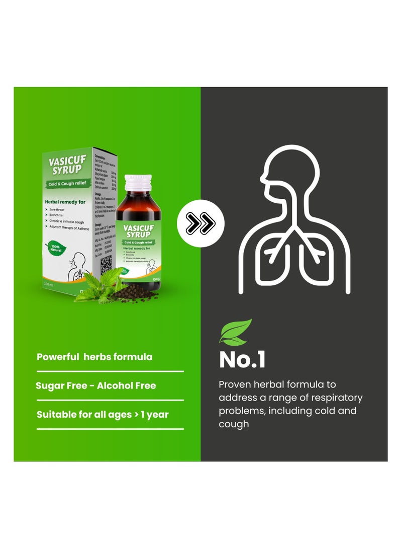 BDA Pharma شراب Vasicuf العشبي لنزلات البرد والسعال - 100 مل (علاج عشبي لالتهاب الحلق والتهاب الشعب الهوائية والسعال المزمن والتهيج، علاج مساعد للربو) - Image 5