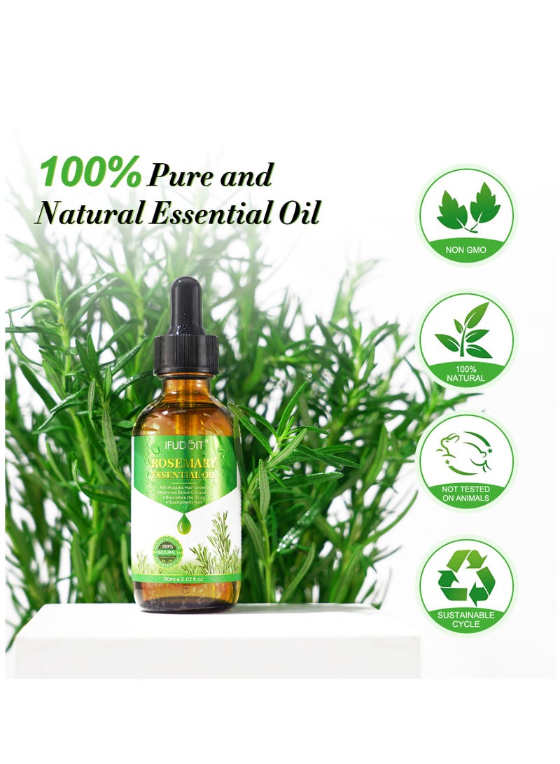 IFUDOIT 60ml Rosemary Essential Oil  for Hair Growth Pure Organic Rosemary Oil for Dry Damaged Hair and Growth Hair Scalp Oil  Pure and Natural Premium Quality Oil Hair Loss Treatment Oil for Men and Women  - Image 3