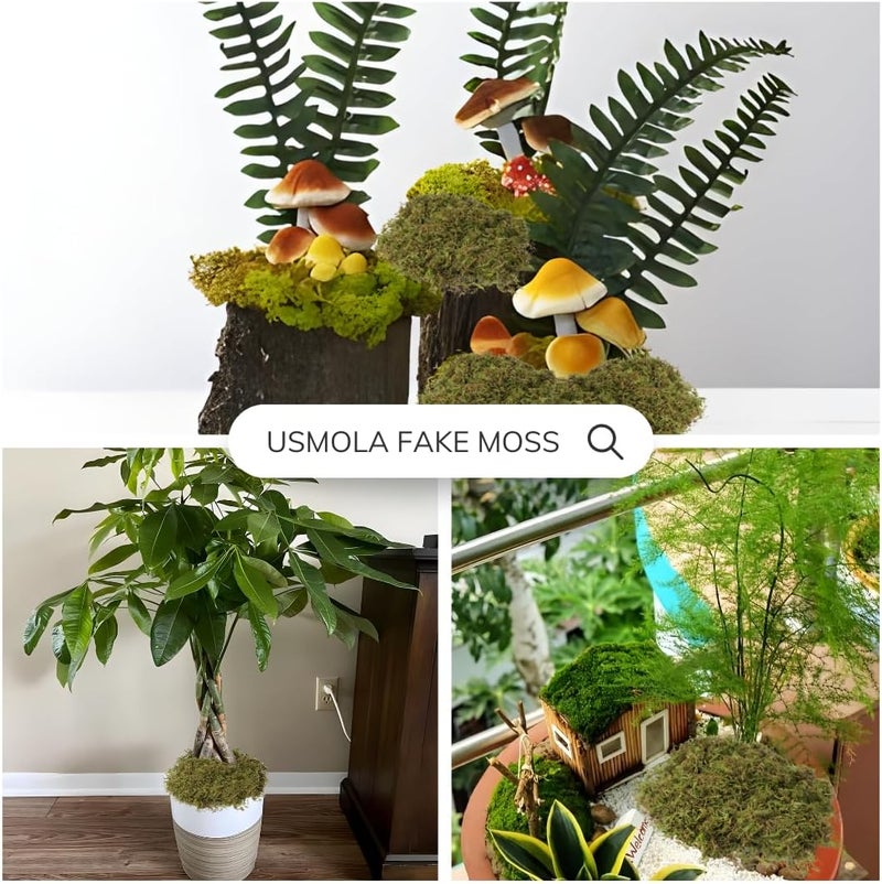 USMOLA طحالب مزيفة، 8 أونصة طحالب خضراء للنباتات المحفوظة، طحالب اصطناعية للحرف اليدوية DIY، ديكور المنزل، مركزيات الطاولة، زينة الزفاف (أخضر طازج 225 جرام) - Image 3