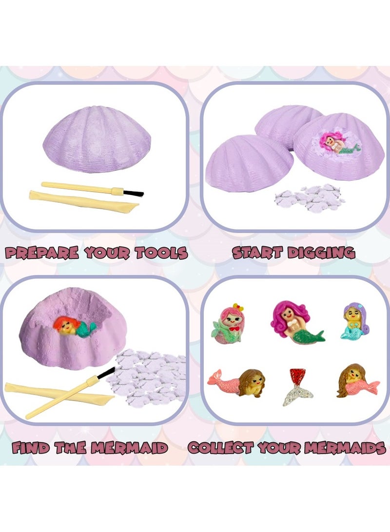 UKR 12-Piece Dig Mermaid Kit – STEM Science Crafts Gift for Boys and Girls, Break Open 12 Unique Surprise Mermaids from Shells - Image 5