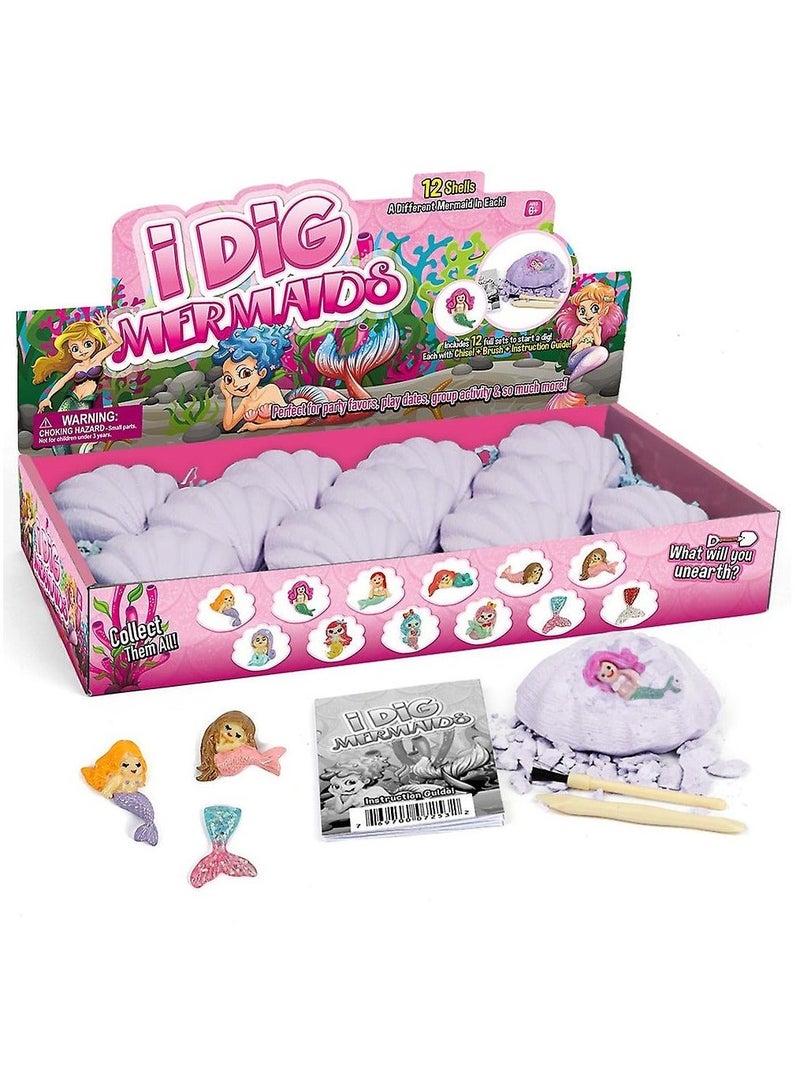 UKR 12-Piece Dig Mermaid Kit – STEM Science Crafts Gift for Boys and Girls, Break Open 12 Unique Surprise Mermaids from Shells - Image 3