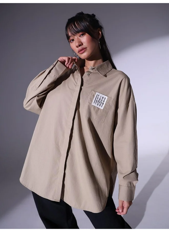 هوبرهولمي Hubberholme Oversized Spread Collar Patch Detail Shirts