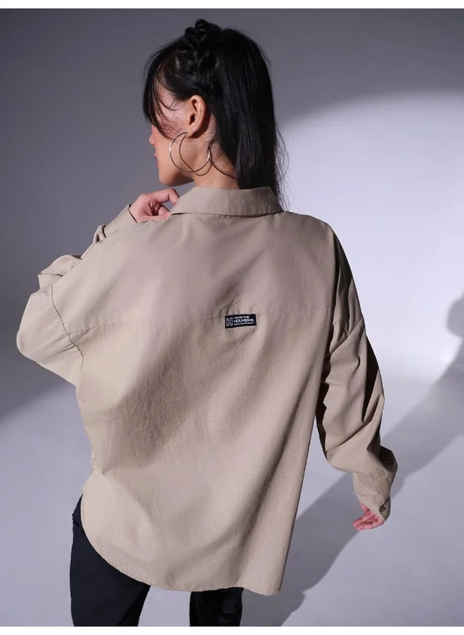 هوبرهولمي Hubberholme Oversized Spread Collar Patch Detail Shirts