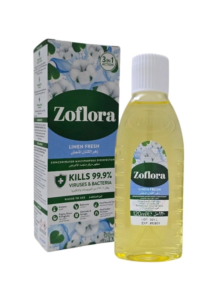 Zoflora Concentrated Multipurpose Disinfectant-Linen Fresh 120*3ml - Image 2