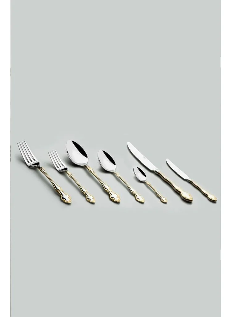 نهر Adriana Gold Plain 12 Person 89 Piece Boxed Cutlery Set