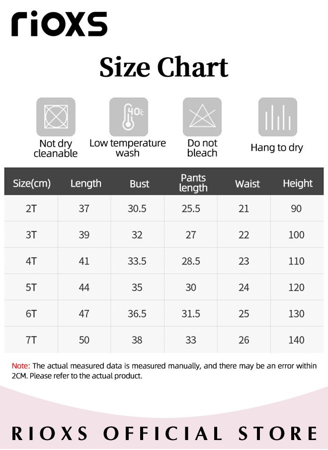 RIOXS - Toddler Girls Top and Short Sets Kids Short Sleeve Shirt Short Pants Suits Breathable 100% Cotton Outfits Summer Playwear - Image 1