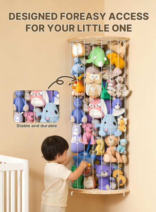 WIBOND Stuffed Animal Storage Hammock, Adjustable Length (44-71 in) Wood Corner Shelf with Star Pattern, Hanging Toy Organizer for Plush, Nursery, Playroom & Bedroom Decor (Sturdy Transparent Cords) - Image 4