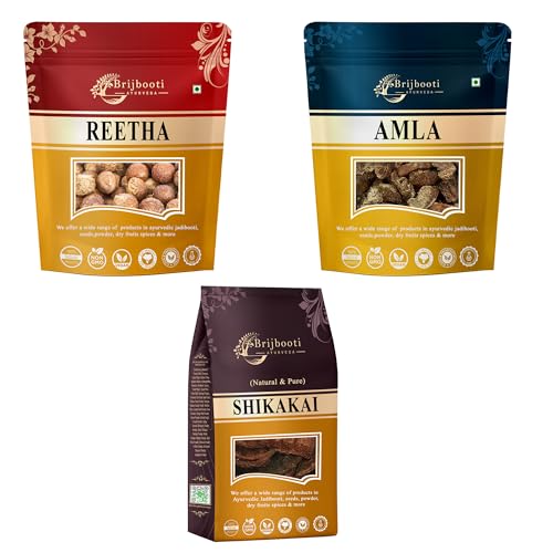 BrijBooti Reetha Amla Shikakai Combo Pack for Hairs (Raw Form) 600 Gr - Image 1