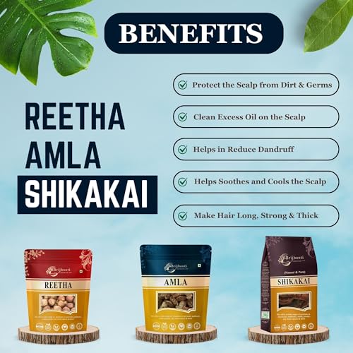 BrijBooti Reetha Amla Shikakai Combo Pack for Hairs (Raw Form) 600 Gr - Image 3