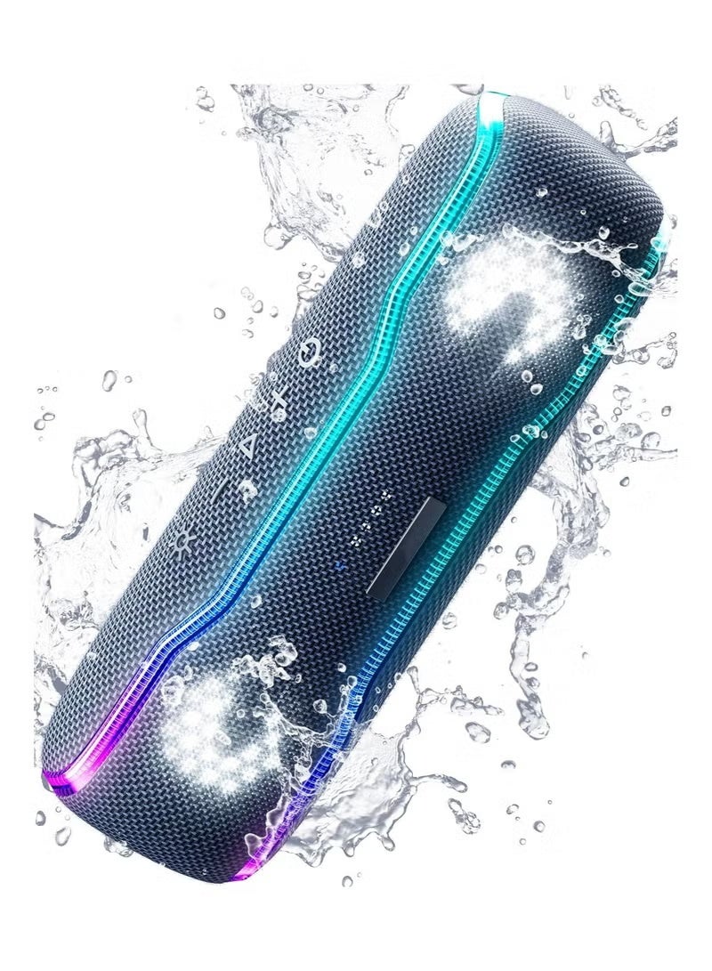 Portable Bluetooth Speaker with Flashing Lights - IPX7 Waterproof, Bluetooth 5.3 Wireless, Outdoor Party Speaker with Colorful LED Beat-Driven Light Show