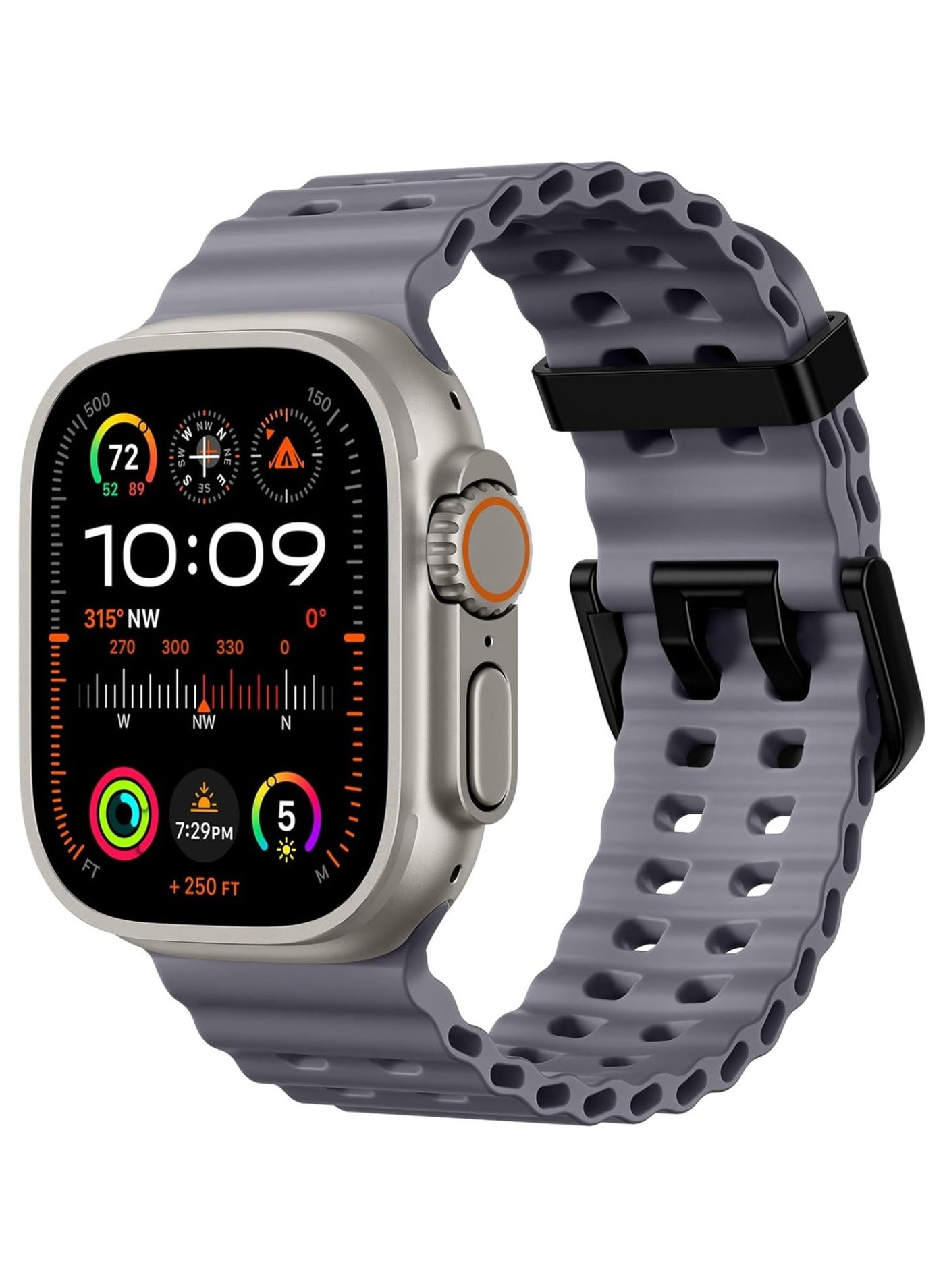 Ocean Silicone Sport Rugged Watch Band Compatible with Apple Watch Ultra 2/Ultra Bands 49mm 46mm 45mm 44mm 42mm for Men Women, Breathable Soft Waterproof Strap for for iwatch Series 10 9 8 7 6 5 4 3 2 1 SE
